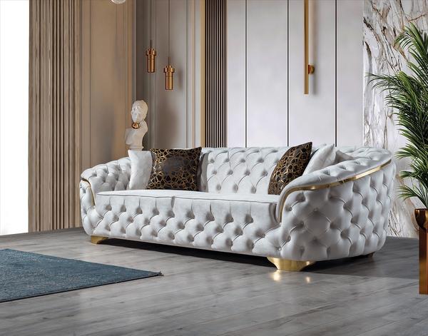 LUPINO IVORY VELVET SOFA & LOVESEAT