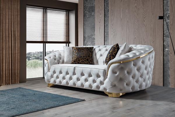 LUPINO IVORY VELVET SOFA & LOVESEAT