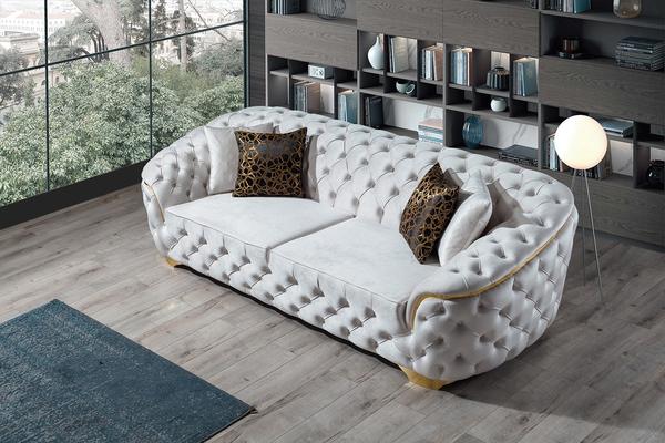 LUPINO IVORY VELVET SOFA & LOVESEAT