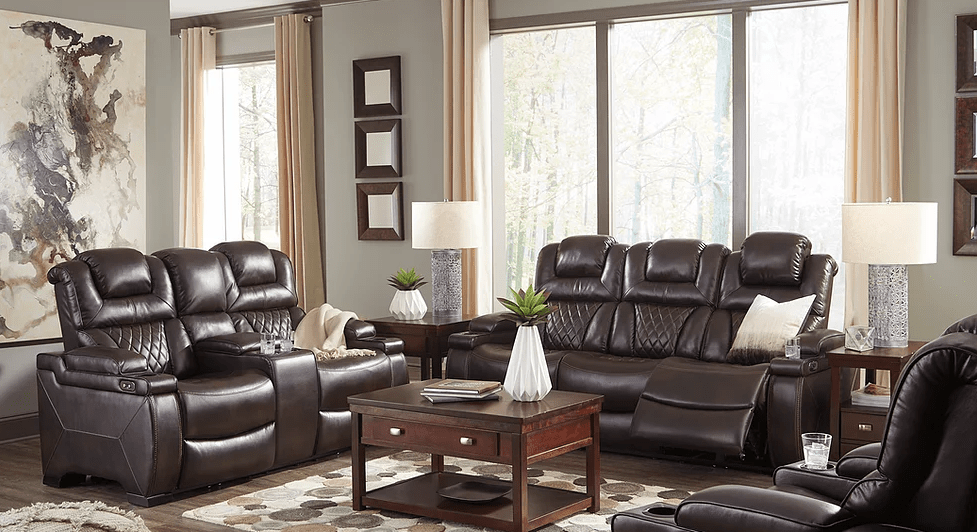 WARNERTON CHOCOLATE POWER RECLINING SOFA & LOVESEAT