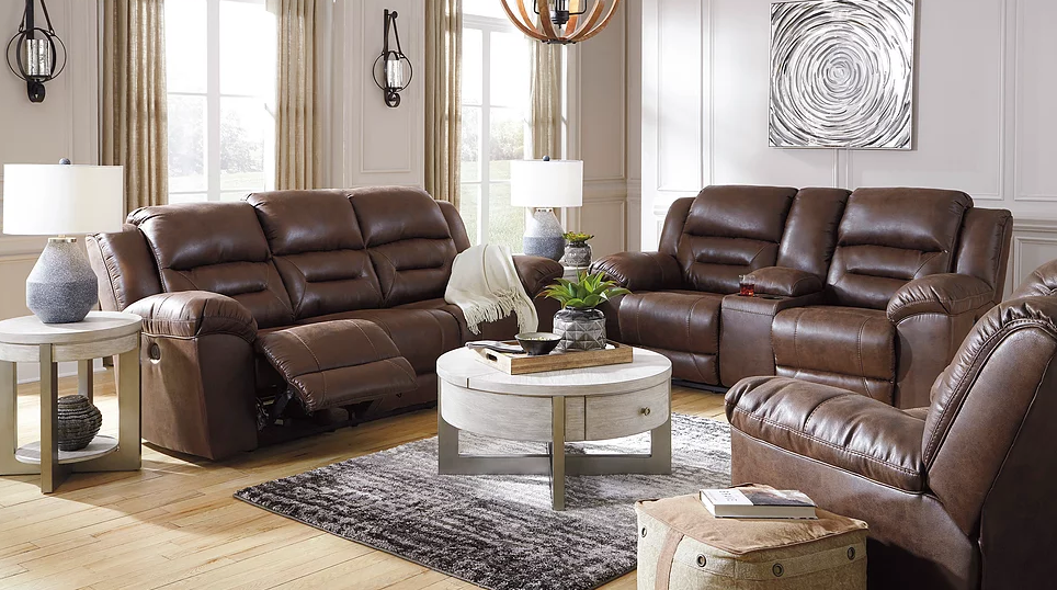 STONELAND CARAMEL RECLINING SOFA & LOVESEAT