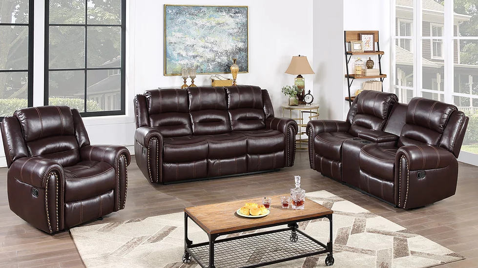 HOUSTON DARK BROWN RECLINING SOFA & LOVESEAT