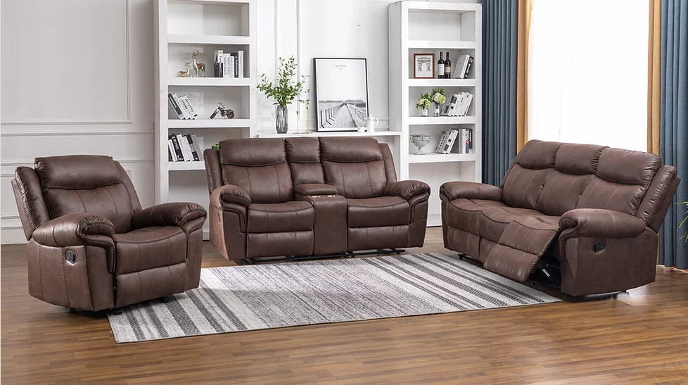LAREDO BROWN RECLINING SOFA & LOVESEAT