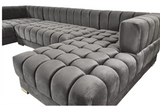 ARIANA VELVET GREY DOUBLE CHAISE SECTIONAL