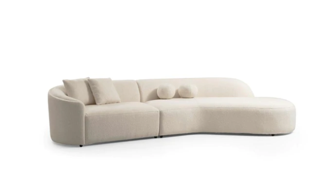 CLOE IVORY BOUCLE CURVED RAF SECTIONAL