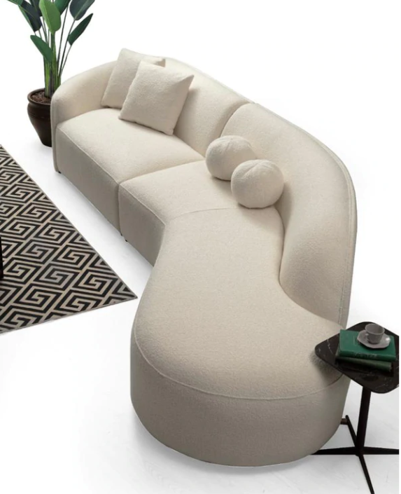 CLOE IVORY BOUCLE CURVED RAF SECTIONAL