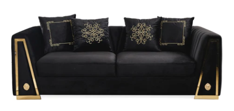 SHEILA BLACK VELVET SOFA & LOVESEAT