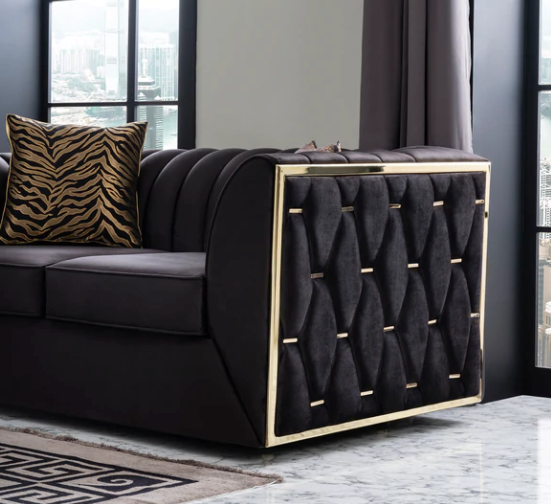 DREAM BLACK VELVET SOFA & LOVESEAT