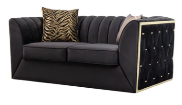 DREAM BLACK VELVET SOFA & LOVESEAT