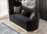 ASTER BLACK VELVET SOFA & LOVESEAT