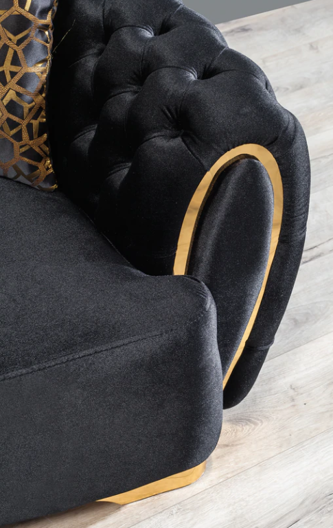 VICTORIA BLACK VELVET SOFA & LOVESEAT