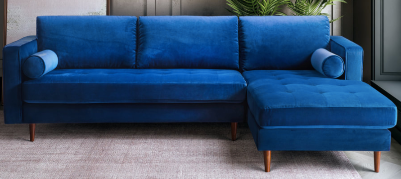 ROXY BLUE VELVET SECTIONAL