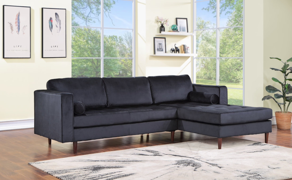 ROXY BLACK VELVET SECTIONAL