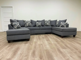 OLIVE GRAY FABRIC SECTIONAL