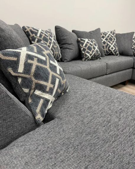 OLIVE GRAY FABRIC SECTIONAL