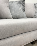 DOVE GRAY FABRIC DOUBLE CHAISE SECTIONAL WITH NAILHEADS