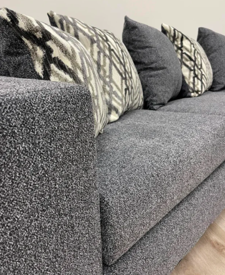 STEEL GRAY CHENILLE FABRIC SOFA & LOVESEAT
