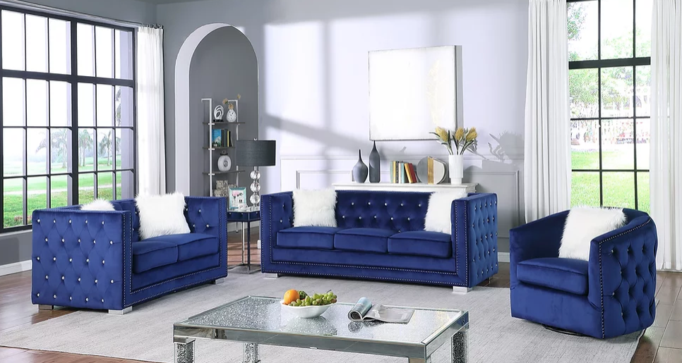PARIS BLUE SOFA & LOVESEAT