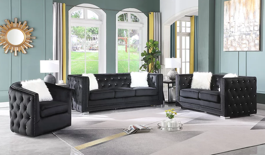 PARIS BLACK SOFA & LOVESEAT