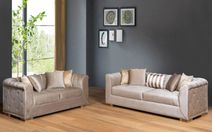 SELENA CREAM VELVET SOFA & LOVESEAT