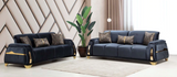 VENICE MARINE BLUE BABYFACE UPHOLSTERY SOFA & LOVESEAT SET