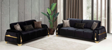 VENICE BLACK BABYFACE UPHOLSTERY SOFA & LOVESEAT SET