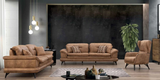 VIOLET CAPPUCCINO NUBUCK SOFA & LOVESEAT SET