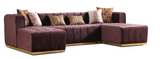 SIESTA BURGUNDY VELVET U DOUBLE CHAISE SECTIONAL