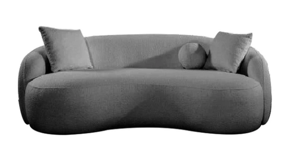 LAST ONE* GRAY BOUCLE CURVED LOVESEAT