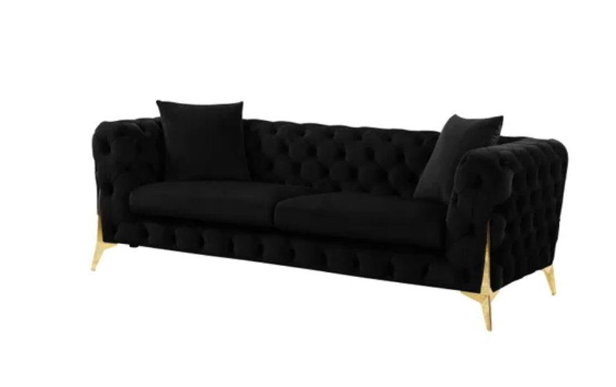 STAR BLACK VELVET SOFA & LOVESEAT