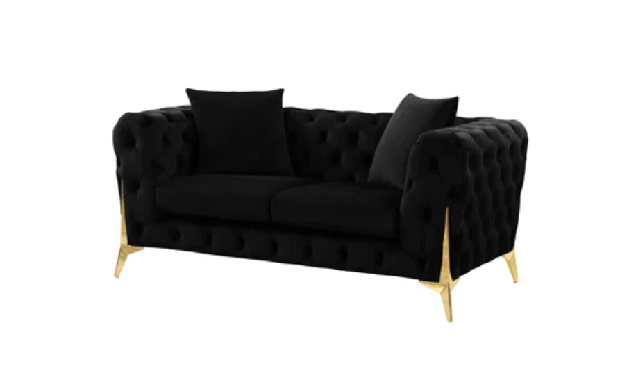 STAR BLACK VELVET SOFA & LOVESEAT