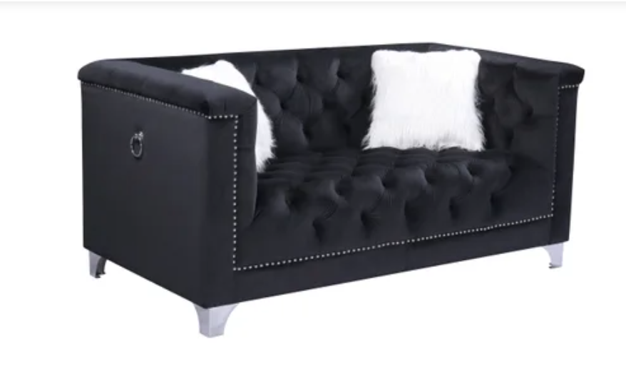 PRINCE BLACK VELVET SOFA & LOVESEAT