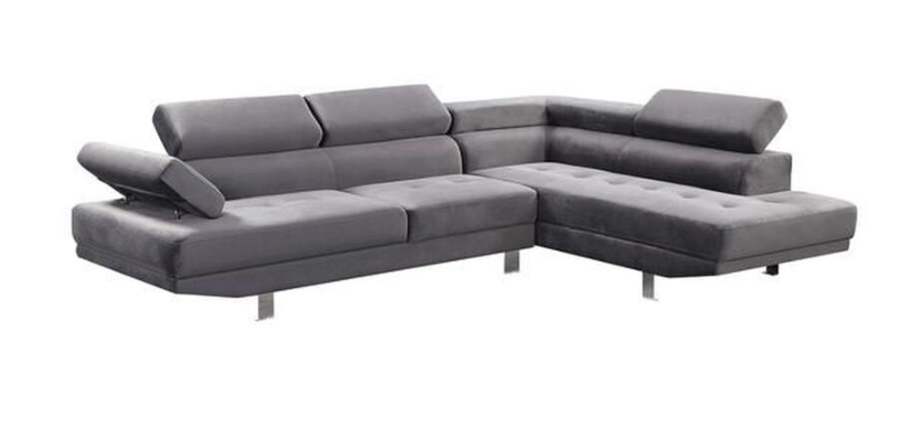 STELLA GRAY VELVET MODERN SECTIONAL