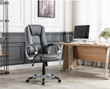 ROLLING OFFICE CHAIR IN GRAY BONDED LEATHER