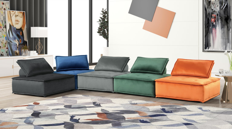 BLACK VELVET HAPPY MODULAR MODERN SEAT