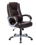 ROLLING OFFICE CHAIR IN BROWN BONDED LEATHER