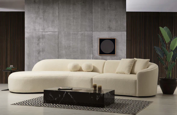 CLOE IVORY BOUCLE CURVED LAF SECTIONAL
