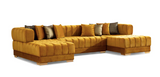 ARIANA MUSTARD YELLOW VELVET DOUBLE CHAISE SECTIONAL