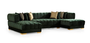 ARIANA GREEN VELVET DOUBLE CHAISE SECTIONAL