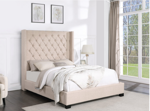 DIAMOND SKYE 6FT TALL BED IN BEIGE LINEN