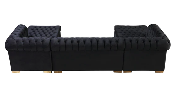 LAUREN VELVET BLACK DOUBLE CHAISE SECTIONAL