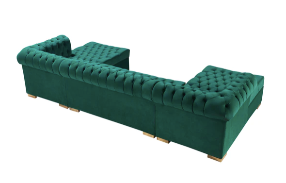 LAUREN VELVET GREEN DOUBLE CHAISE SECTIONAL
