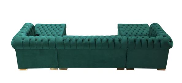 LAUREN VELVET GREEN DOUBLE CHAISE SECTIONAL