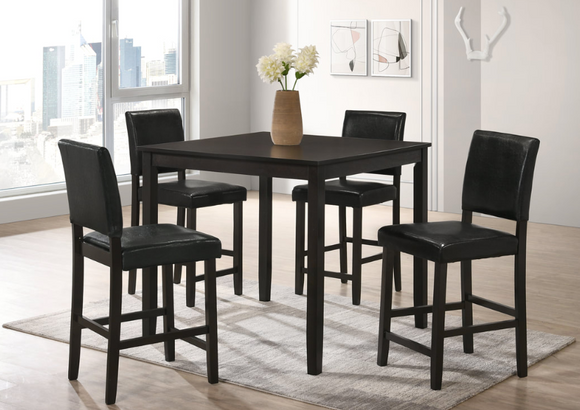 WINNER BLACK FAUX LEATHER TABLE SET