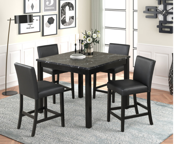 DIOR FAUX LEATHER ONYX COUNTER HEIGHT TABLE SET