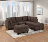 Black Coffee Linen Like Fabric Modular Sectional 6pc Set