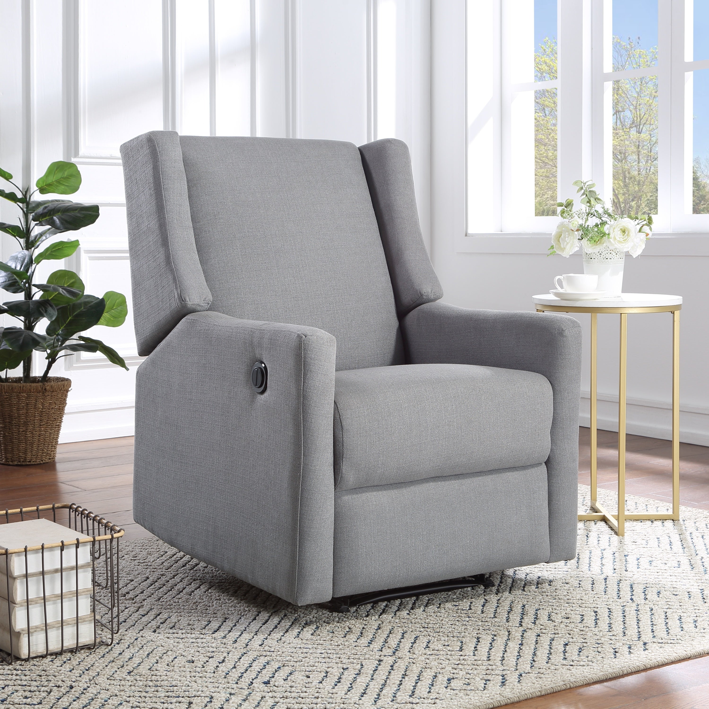 Pronto Power Recliner Oyster Gray Fabric