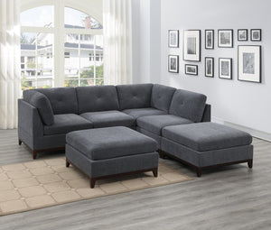 Ash Grey Chenille Fabric Modular Sectional 6pc Set