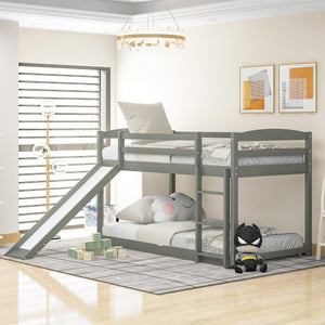 Twin over Twin Bunk Bed with Convertible Slide and Ladder , Gray(Old SKU:WF281725AAE)