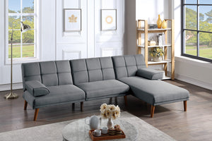 Blue Grey 2pc Sectional Tufted Couch